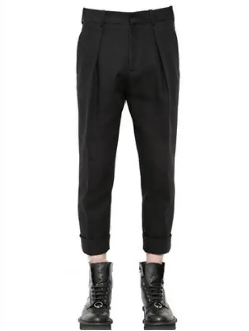 27 44 ! Plus size Men's clothing slim cropped pants roll