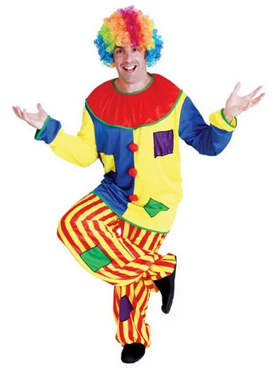 Потрясающий костюм клоуна для выступлений в цирке на Хэллоуин, костюм для взрослых, костюм Буффона на Хэллоуин, одежда унисекс для косплея, комбинезон, топ+ штаны+ нос