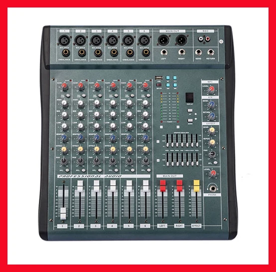 NFS2RU Professional Audio DJ Mixer 6 Channels Mixing
