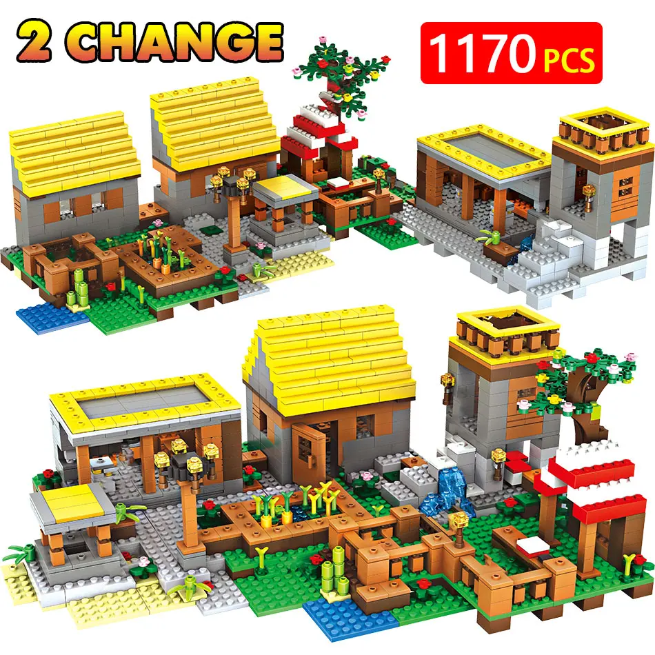 Technic Minecrafted золотой дом игрушечная деревня для детей классический дом мечты домик DIY Кирпичи фигурки