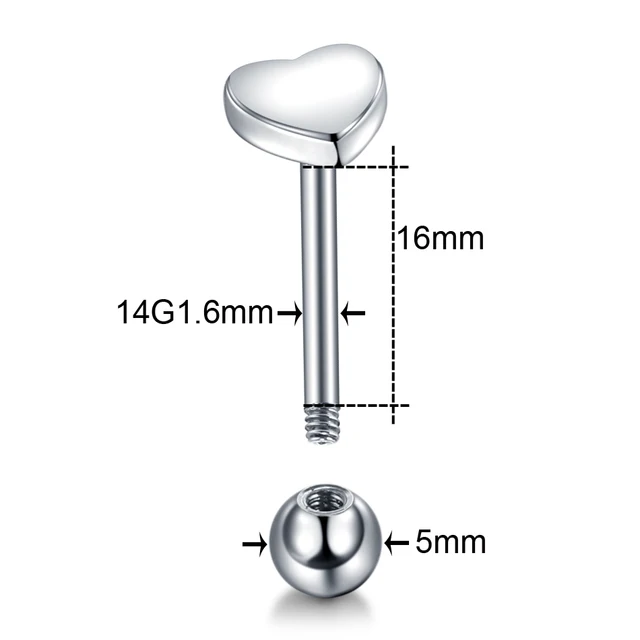 1PC 14G Steel Heart Logo Tongue Barbell Piercings Nipple Barbell Mamilo Piercing Labret Stud Lip Piercing Body Jewelry 2