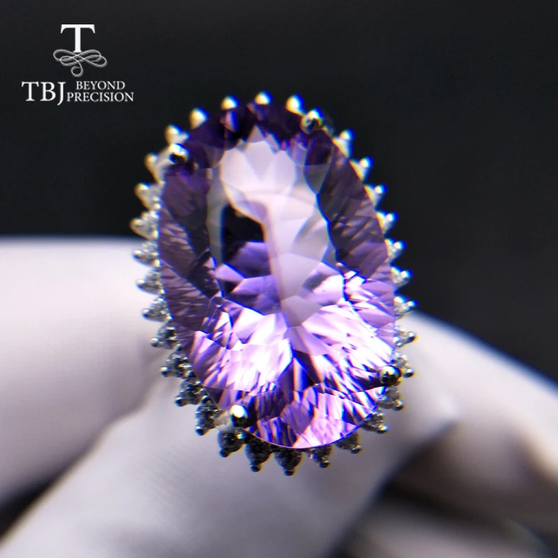Женское кольцо с аметистом TBJ ювелирное изделие из серебра 925 пробы натуральным