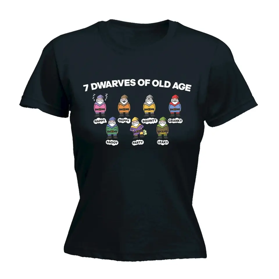 Femmes 7 Nains De Vieillesse Drole Blague Adulte Humour Equipee T Shirt D Anniversaire Aliexpress
