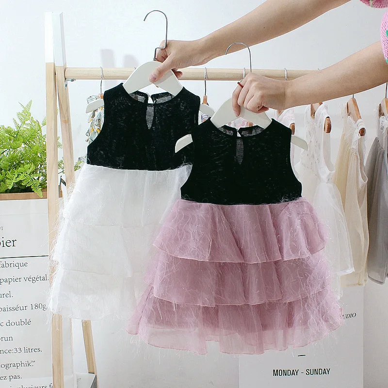 

2019 New toddler girl Cake dress Kids Tassel Mesh Princess Party Dress For Girls Summer meisjes jurk Vestidos