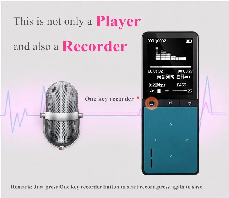 New Bluetooth Sport MP3 Player 8GB Memory With External Audio Speaker