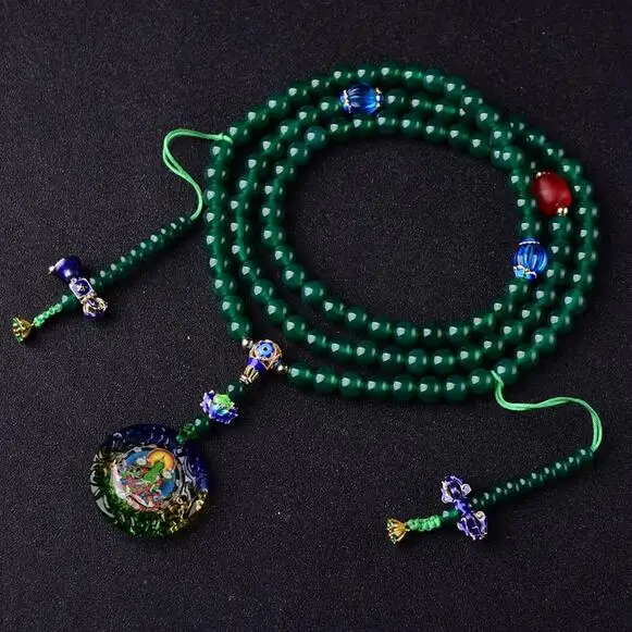 

Designer Tibetan Mala Buddhist Green Tara Prayer Beads Tibetan 108 Beads Mala Buddhist Rosary Beads