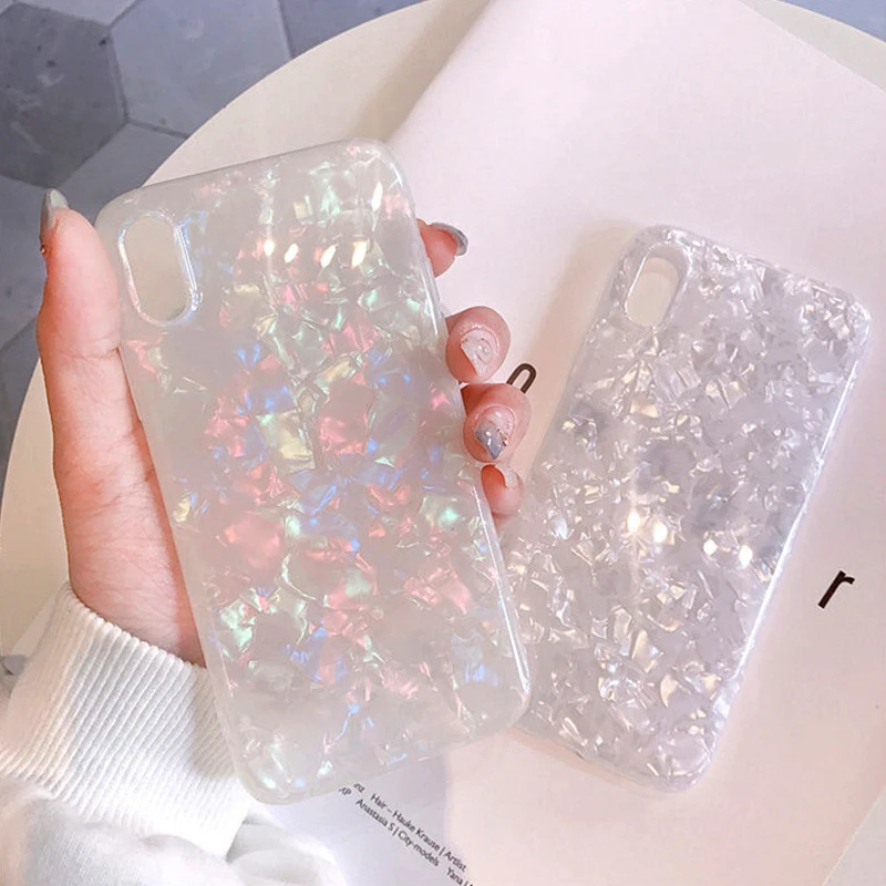 For IPhone 7 Case IPhone XS Max Case XR X 6 6s 8 Plus Glitter Dream Shell Pattern Phone Cover Luxury Silicone Cover For Iphone X