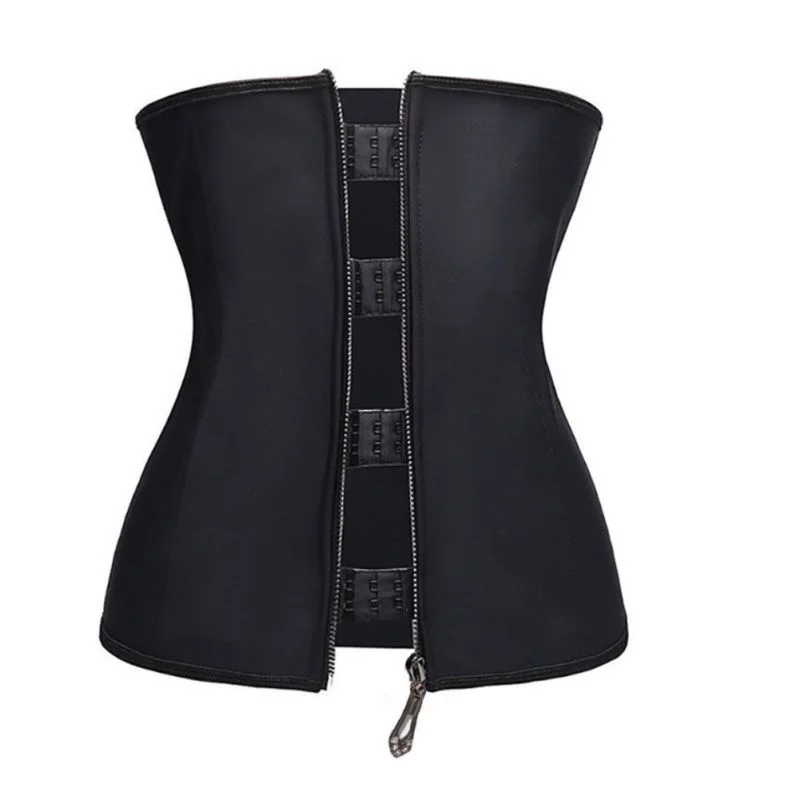 Women Latex Waist Trainer Zipper Underbust Slim Tummy Waist Cinchers Female Firm Corset Body