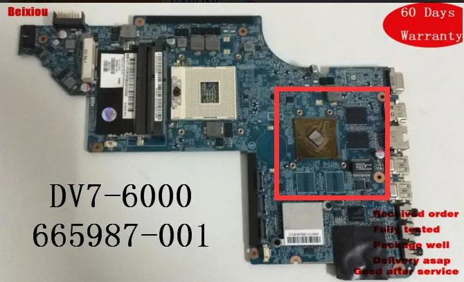 Системная плата для ноутбука hp Pavilion DV7 DV7-6000 ноутбук 665987-001 разъем rPGA989 материнская плата