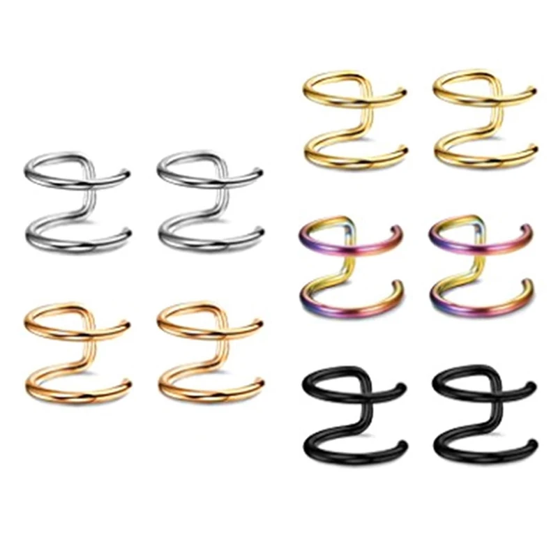 

1 Pair Fashion 5 Style Punk Rock Ear Clip Cuff Wrap Earrings No Piercing-Clip Hollow Out U Pattern Jewelry
