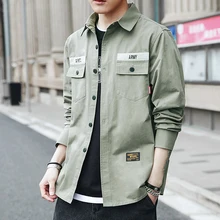 Хлопок, весна, узор, уличная одежда для работы, тонкая рубашка с длинным рукавом для мужчин, Свободное пальто, серый, черный