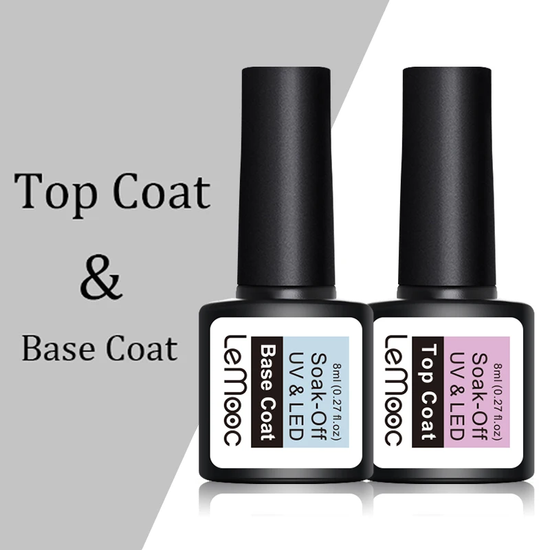 LEMOOC 8 мл Топ Base Coat Soak Off ногтей гель Фонд УФ светодиодный