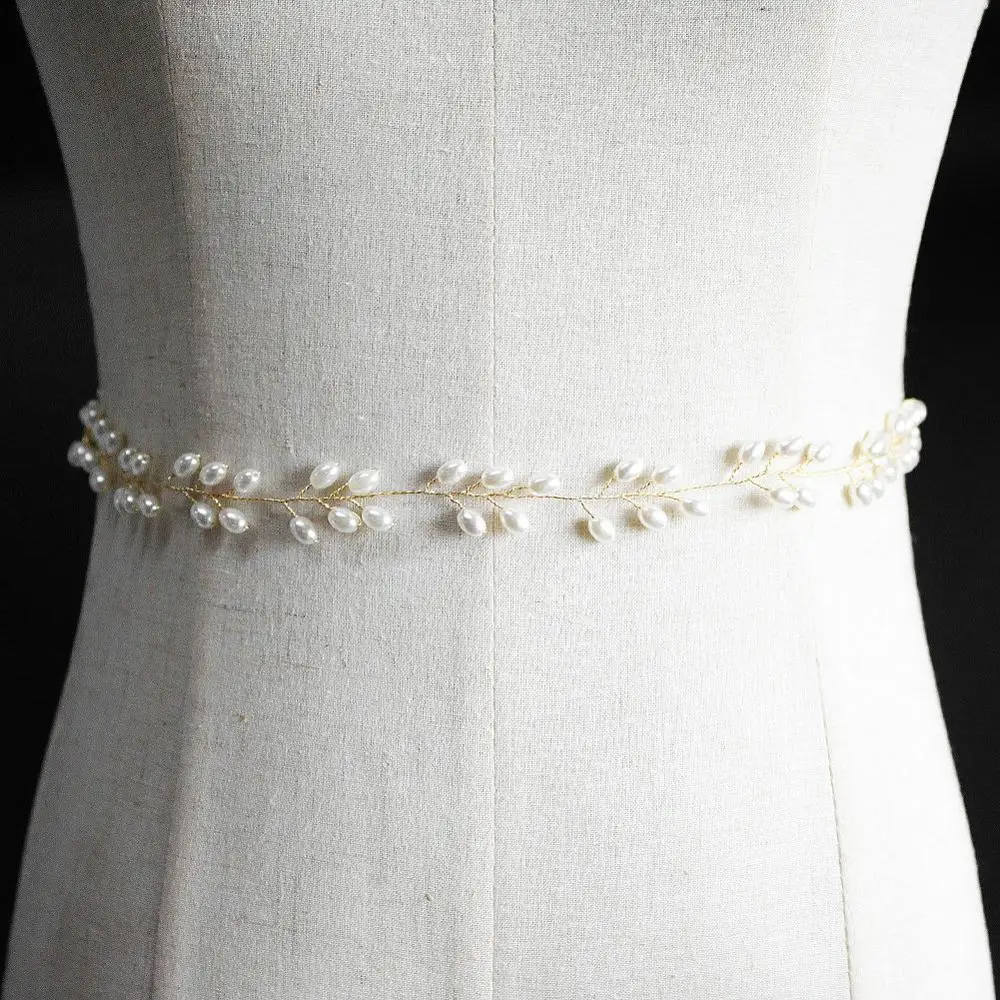 2019 Newest Arrival Gold Color Pearls Wedding Belts and Sashes Alloy Bridal Sash Wedding Dress Accessories for Ladies 2019 Newest Arrival Gold Color Pearls Wedding Belts and Sashes Alloy Bridal Sash Wedding Dress Accessories for Ladies