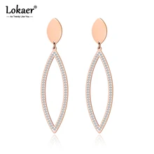 Lokaer, трендовые серьги из нержавеющей стали с геометрическим конским глазом, ювелирное изделие, розовое золото, глина, сияющий кристалл, женские серьги для девочек, E19114