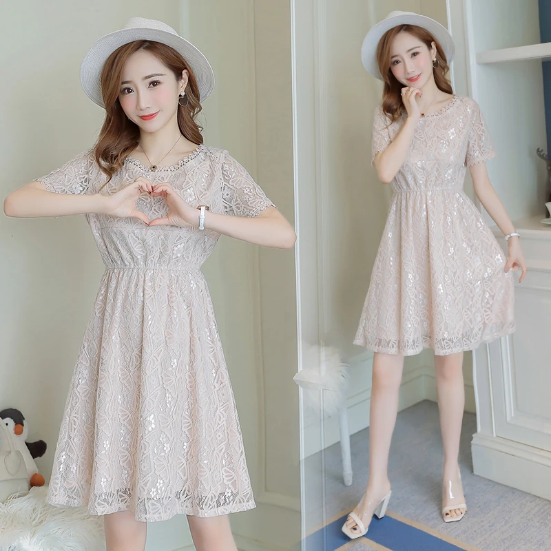 

Elegant Lace Maternity Party Nursing Dress 2019 Spring Summer Fashion Clothes for Pregnant Women Sweet Breastfeeding Slim dress