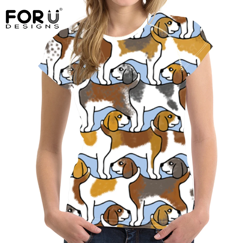 FORUDESIGNS/женская футболка с милыми мультяшными биглями, собаками и собаками, Женская забавная футболка с рисунком щенков, женская футболка Kawaii, Футболка для девочки-подростка - Цвет: ZJZ047BV