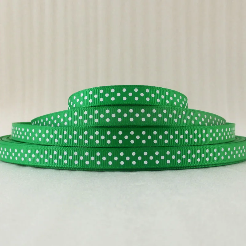 

David accessories 3/8" white dot on grosgrain ribbon hairbows printed ribbon,5Y14746