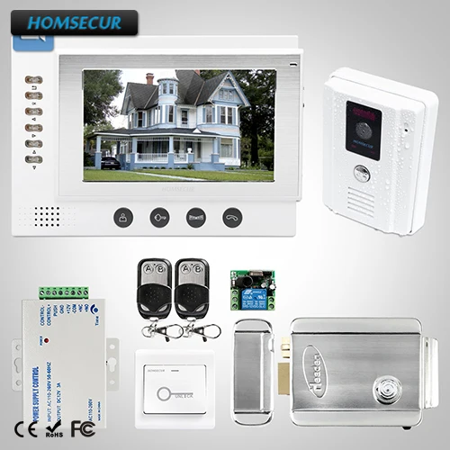 

HOMSECUR 7" Hands-free Video Door Entry Security Intercom+One Button Unlock 1C1M: TC011-W Camera +TM701R-W Monitor