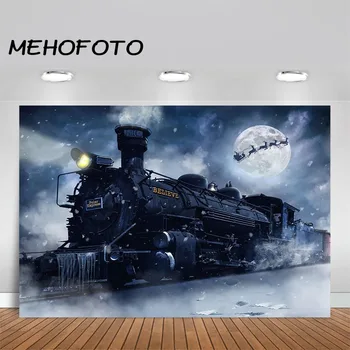 

Polar Express Christmas Backdrop Moon Decor Sledge Snowflake Xmas Day Party Photo Background Birthday Party Banner Decoration