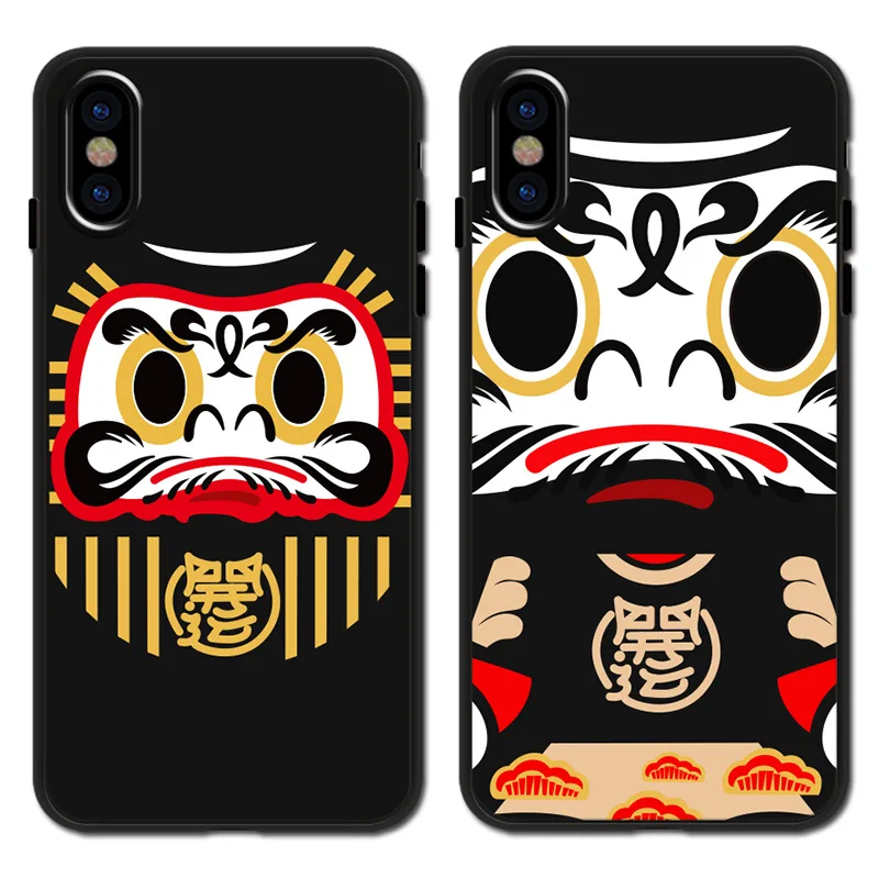

Japanese Kawaii black onmyoji Daruma funny cute phone case for coque iPhone 7 8 7 plus XS Max case silicon for iPhone cover X XR