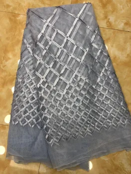 

embroidered Tulle Fabric with sequins African French Net Lace Fabric with good quality