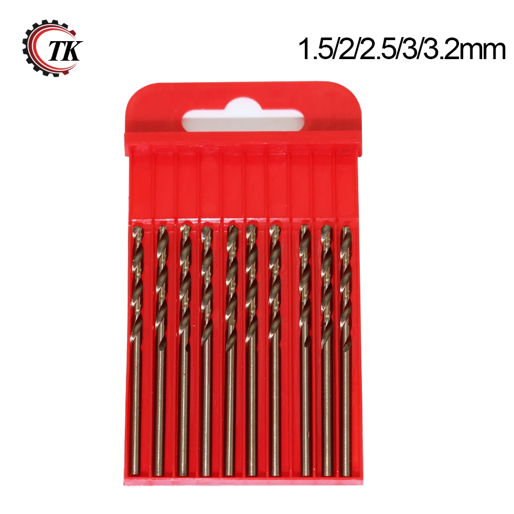 

10pcs 1.5/2/2.5/3/3.2mm Power Tool Containing Cobalt Stainless Steel Twist Drill Sharp Drill Resistant Stainless Steel