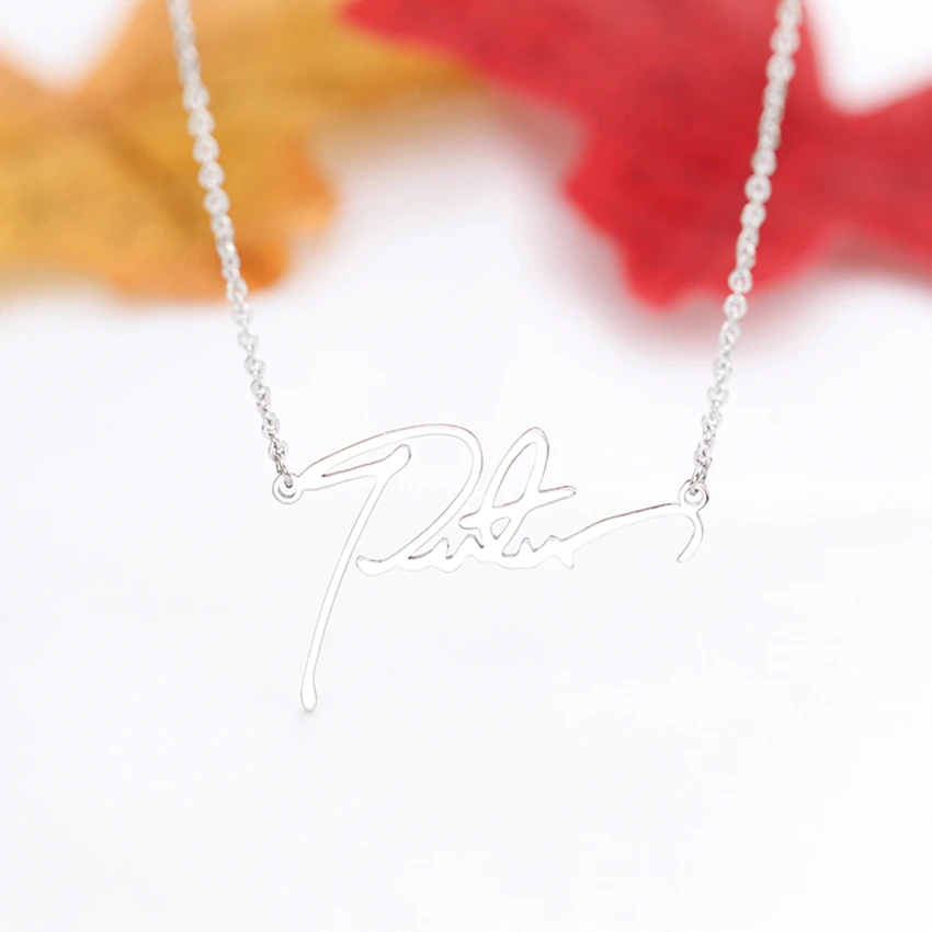  Custom Cursive Name Necklace Personalized Stainless Steel Gold Color Nameplate Pendant Choker Neckl