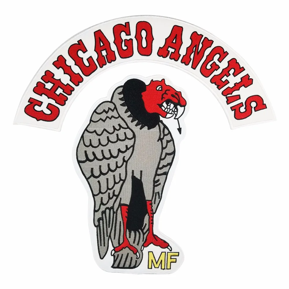 CHICAGO ANGELS PATCH Free shipping PVC woven motorcycle Back patch Embroidery Iron-on clothing application garment accessories (1)