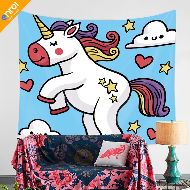 

Wall Hanging Tapestry Cute Unicorn Animal Hippie Mandala Yoga Mat Bedspread Sheets Home Decorative Tapestries Beach Towel