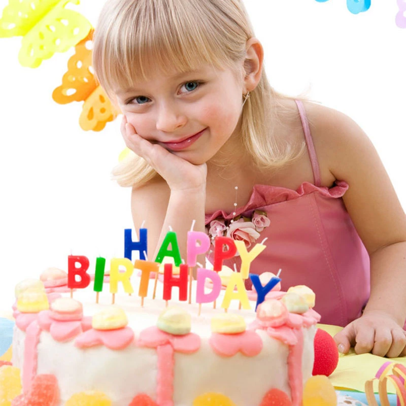 Colore Creative Fete D Anniversaire Gateau Bougies Anglais Lettres Heureux Naissance Jour Gateau Decoration Generale Bougies De Cire De Paraffine Aliexpress