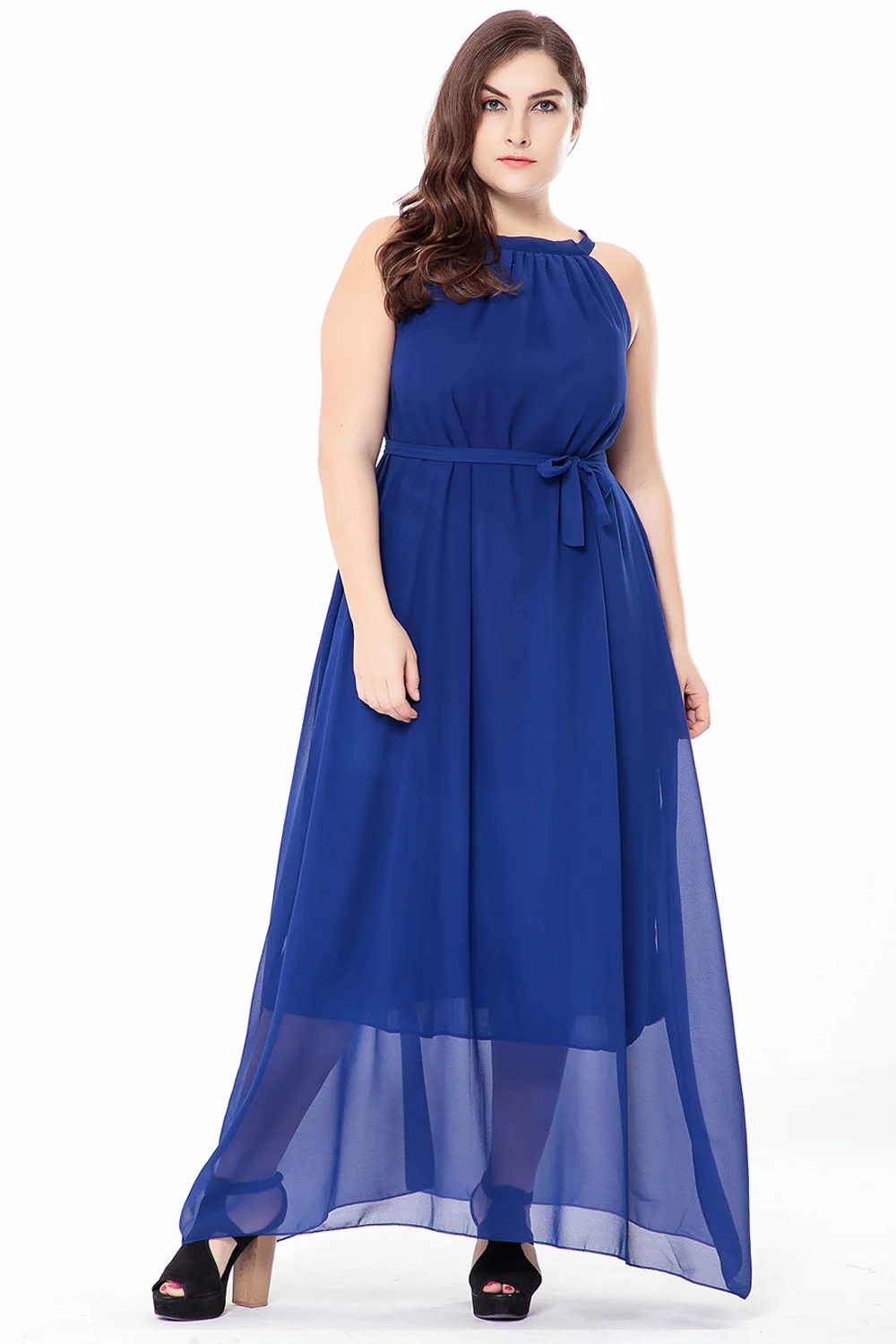 

Big size 6XL 2019 Summer Woman chiffon dress Casual sleeveless long dresses plus size Fat MM women clothing 6xl beach dress