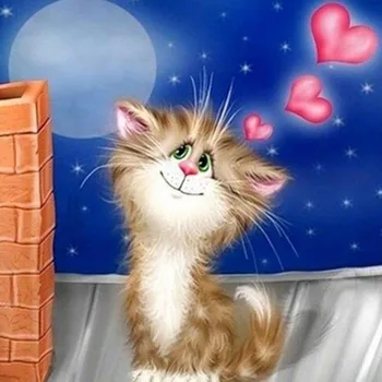 

100% Full 5D Diy Diamond Painting 3D Diamond Painting Rhinestones Full Cat & Heart Diamond Painting Embroidery