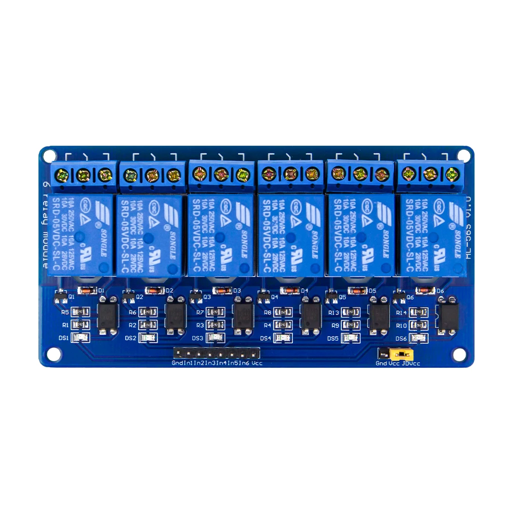 1/2/4/6/8 канальный релейный модуль с светом Муфты 5V для Arduino - Цвет: 6 Channel