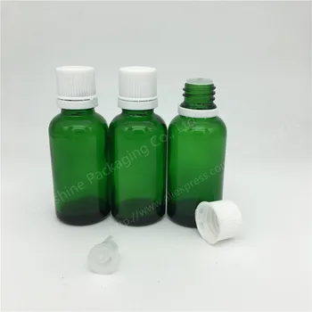 

10pcs 30ml Green Glass Container Bottles With White Tamper Evident Cap 1oz Cosmetic Packaging