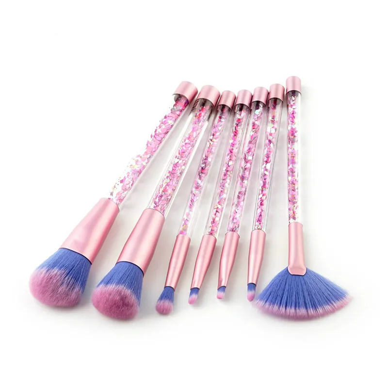 

7pcs Rhinestone Glitter Crystal Makeup Brush Set Diamond Pro Highlighter Brushes Concealer Make Up Brush Mermaid Brush Gift