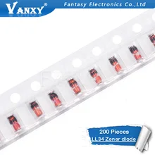 200 шт. ZMM 3V 3V3 3V9 4V7 5V1 7V5 8V2 10V 12V 15V 16V 18V 20V 24V LL34 SMD зенеровские пакет диодов 1/2W 0,5 w чип зенеровский диод