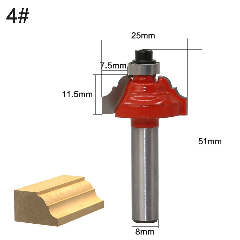 1 шт. Высокое качество двойной Римский Ogee фреза для отделки кромки бит-Большой-8 мм хвостовик ласточкин хвост фрезы деревообрабатывающие