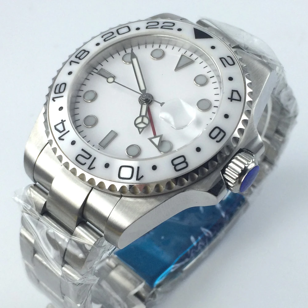 BLIGER 43mm white dial GMT ceramic Bezel sapphire glass automatic mens watch BLIGER 43mm white dial GMT ceramic Bezel sapphire glass automatic mens watch