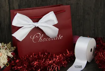 

38mm(1-1/2") Christmas white satin gift box packaging wired edge ribbon 25yards roll