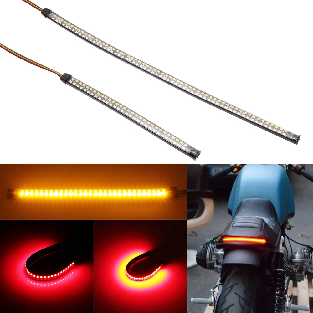 

20/40cm Motorcycle Tail Light Uinversal DRL Flowing Turn Signal Flashing Brake Stop Lamp Led Strip