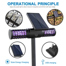 Solar Mosquito Killer Lamp Outdoor Waterproof Villa Ground LED Lawn Garden Light Bug Zapper Portable Anti-Mosquito Machine