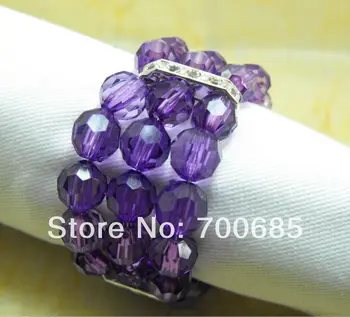 

dark purple crystal beads napkin ring, napkin holder,