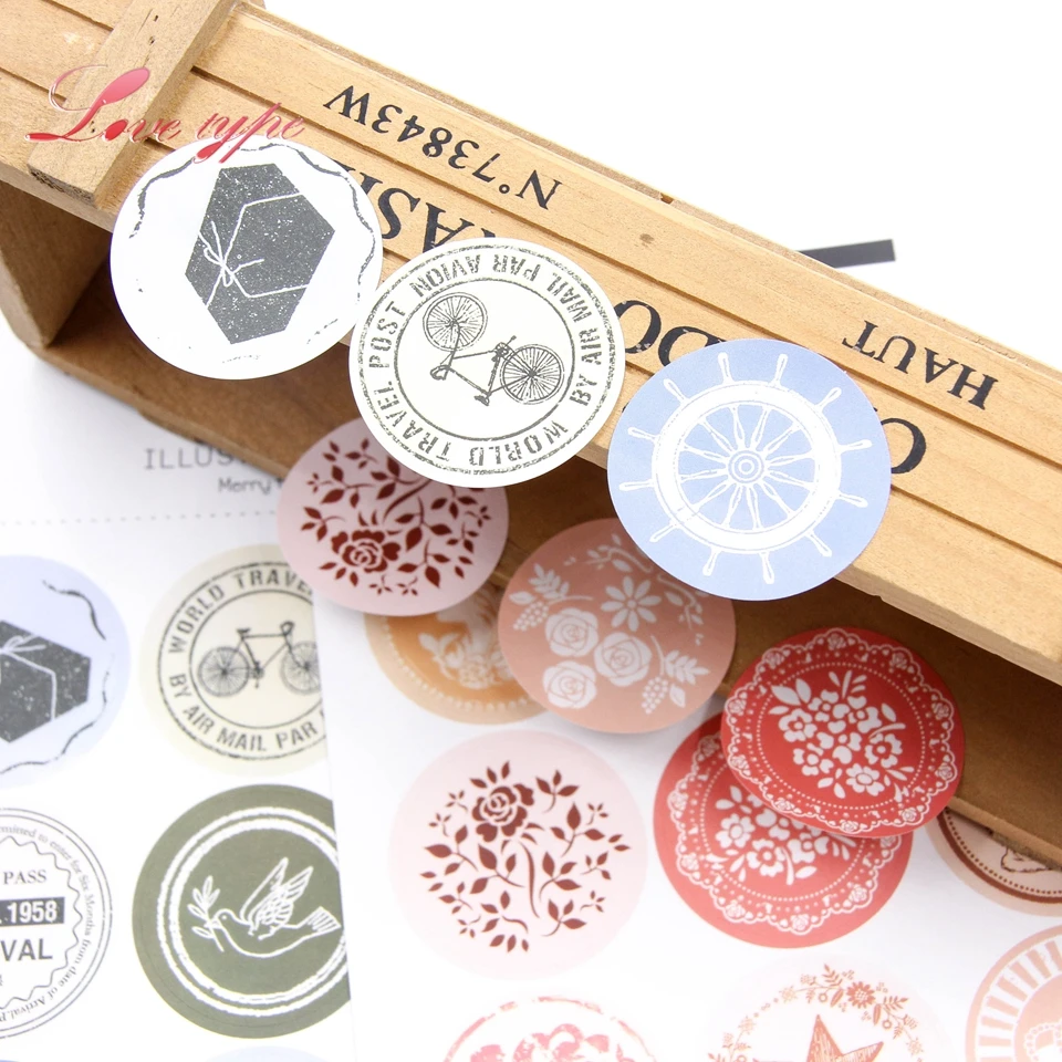 6pcs/lot Creative Retro Stickers DIY Handmade Round Sealing Sticker Decor Scrapbook Letter Gift Box Bag Decoration Supplies