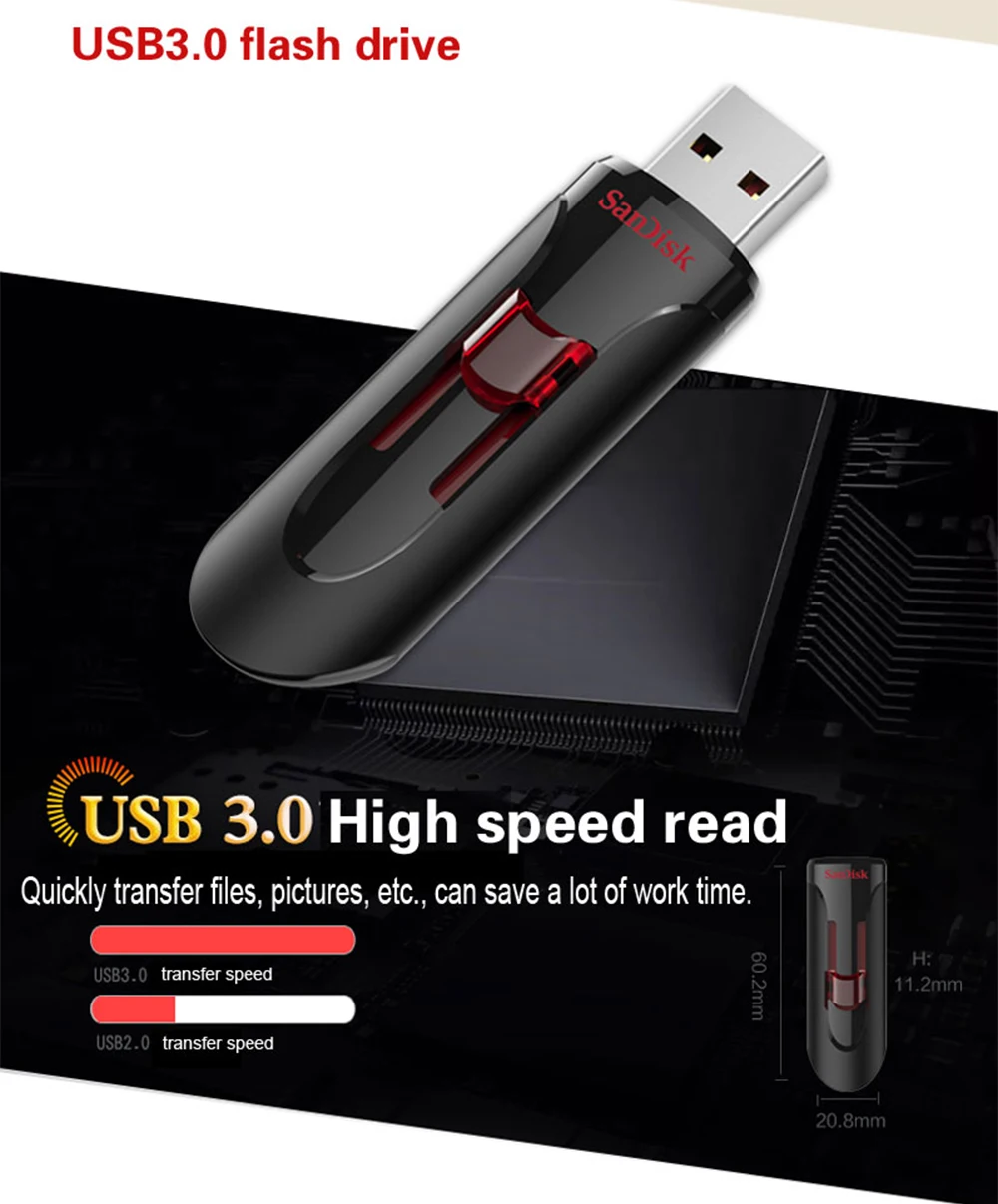 Флеш-накопители USB SanDisk, флеш-накопители, 16 ГБ, 32 ГБ, 64 ГБ, 128 ГБ, 256 ГБ, флеш-накопитель USB 3,0, флешка, флешдиск, USB ключ, u-диск для ПК