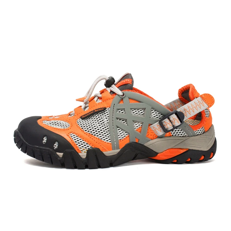 Качественная мужская уличная походная обувь летние мужские дышащие кроссовки быстросохнущая акваобувь водонепроницаемая обувь альпинистская трекинговая обувь - Цвет: Оранжевый