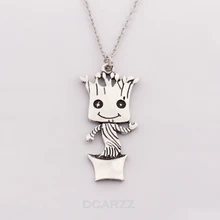2017 Baby Groot Pendant,Guardians of the Galaxy Necklace,Baby Groot Silver Plated Movie Jewelry,I’m Groot Kawaii Jewelry