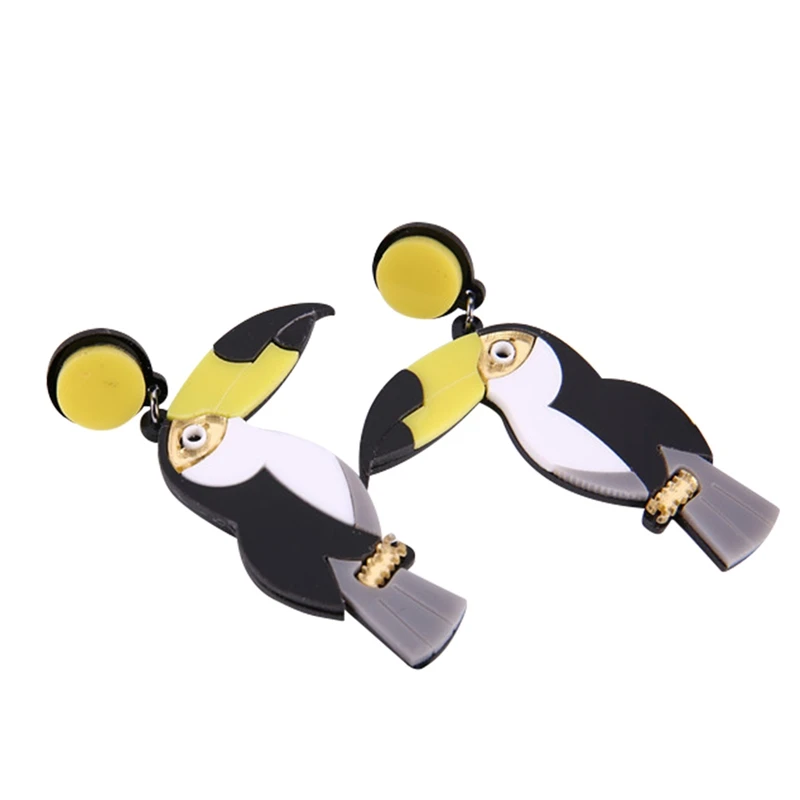 

New Trendy Jewelry Statement Earring Yellow Black White Color Acrylic Parrot Dangle Earrings For Women Birthday Gifts