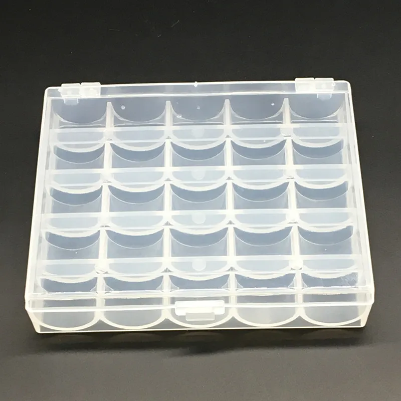25 Grid Sewing Machine Spools Bobbins Metal Case Coil Box Storage Case Tools