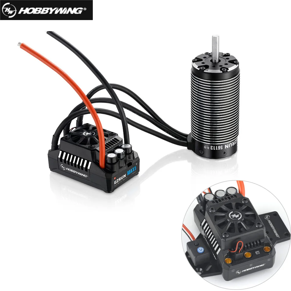 Бесщеточный 4 полюсный двигатель HobbyWing 56113SL 800KV с EzRun MAX5 V3 200A бесщеточный