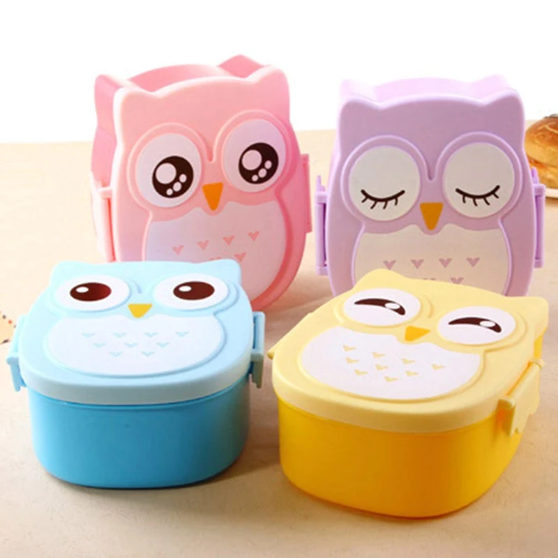 Cute Cartoon Owl Lunch Box Food Container Storage Students Lunch Box